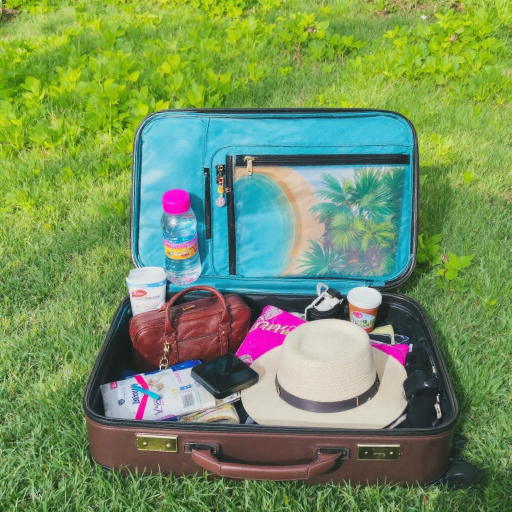 Suitcase packed with baby travel essentials for Bali